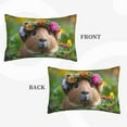 thumbnail image 2 of Picia Flower Crown Guinea Pig Pattern Plush Pillow Case – Soft and Cozy Cushion Cover, Hypoallergenic Throw Pillow Case for Home Decor-16"x24", 2 of 6