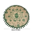 thumbnail image 3 of Virelaxpo Green Christmas Placemat with Pom Pom - Round Woven Table Mat for Holiday Dining, Snowflake and Reindeer Patterns, Heat Resistant and Easy Clean, 38x38cm, 3 of 6