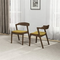 Solid Wood Dining Chairs - 2-Pack Dark Yellow Velvet (Mid-Century Modern)