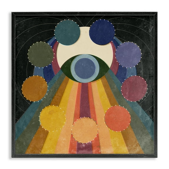 Stupell Industries Eye with Circles Pattern Abstract Painting Black Framed Art Print Wall Art, 12 x 12