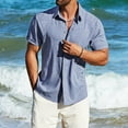 thumbnail image 4 of snullo Men's Linen Shirts Short Sleeve Casual Shirts Button Down Shirt Business Dress Clothing Beach Fashion Summer Tops, 4 of 6
