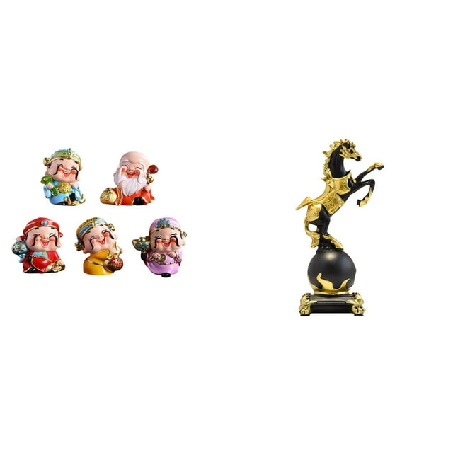 Figura de escritorio,Figura de dibujos animados del dios de la fortuna,regalo de Feng Shui,Figura de escritorio,Estantería con estatua de caballo para escritorio,oficina y decoración del