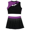 thumbnail image 2 of iiniim Girls 2 Piece School Cheerleading Uniform Outfit Shiny Sleeveless Crop Top with Skirt Set Cheer Dancewear Purple 16, 2 of 6