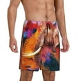 thumbnail image 2 of Easygdp Oil Paintings of Elephants Men's Short Pajama Pants, Sleep Shorts, Household Pants, Casual Pants with Pockets - XX-Large, 2 of 9