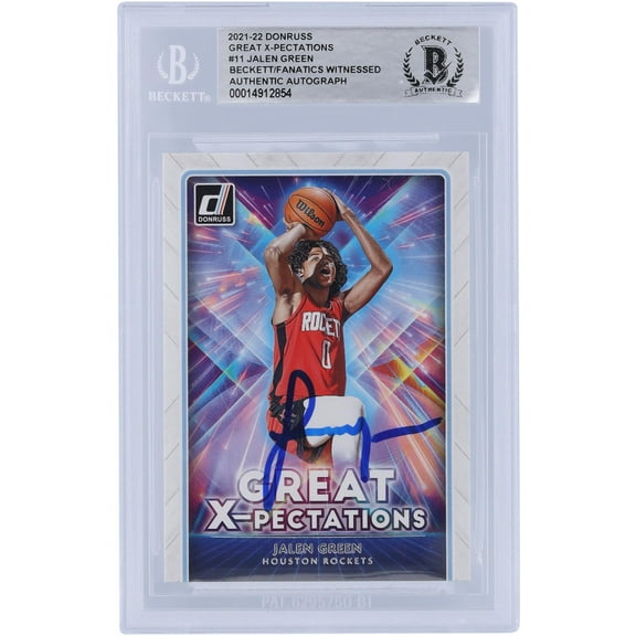 Jalen Green Houston Rockets Autographed 2021-22 Panini Donruss Great X-Pectations #11 Beckett Fanatics Witnessed Authenticated Rookie Card - Fanatics Authentic Certified