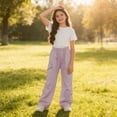 thumbnail image 5 of hoksml Girls Cargo Pants, Drawstring Elastic Waist Quick Dry Trousers for Back to School and Outdoor Hiking, 5 of 5
