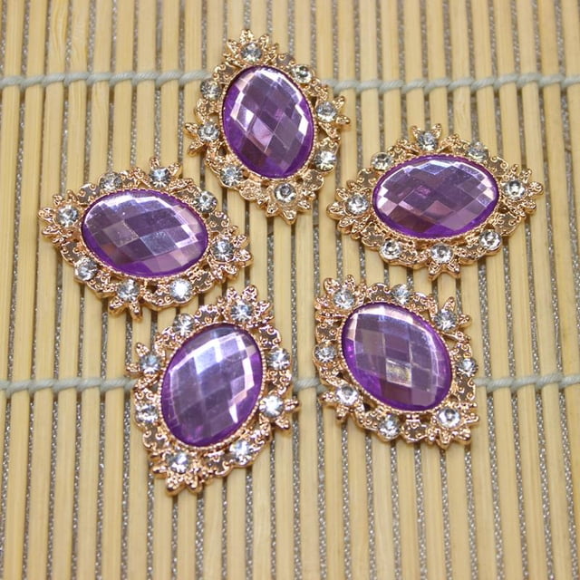 10 Pcs Boutons en Alliage Perle Cristal Strass Strass, 30x25mm