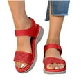 thumbnail image 4 of Sandals Women Dressy Oofos Slide Women's Fashion Casual Spring And Summer Comfortable Solid Color Hollow Pattern Round Head Open Toe One-Line Buckle Thick-Soled Sandals Red, 4 of 9