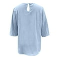 thumbnail image 5 of MIXUE Boho Tops For Women Summer Solid Color Round Neck Short Sleeve Casual Soft Pullover Shirts For Women Tee Shirts Holiday Wear,Blue,M, 5 of 5