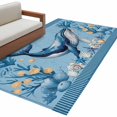 thumbnail image 2 of Summer Nautical Washable Area Rugs 3'x5', Ocean Whale Cartoon Starfish Coral Black Stripes Low Pile Throw Living Room Rug Non-Slip Sturdy Edge Binding Carpet for Indoor Entryway Bedside Kitchen, 2 of 9