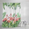 thumbnail image 4 of Shower Curtains for Bathroom-36"x72",Rustic Pink Flamingo Green Leaves Waterproof Bath Curtain Grommet Shower Curtain Set with Hooks, 4 of 9