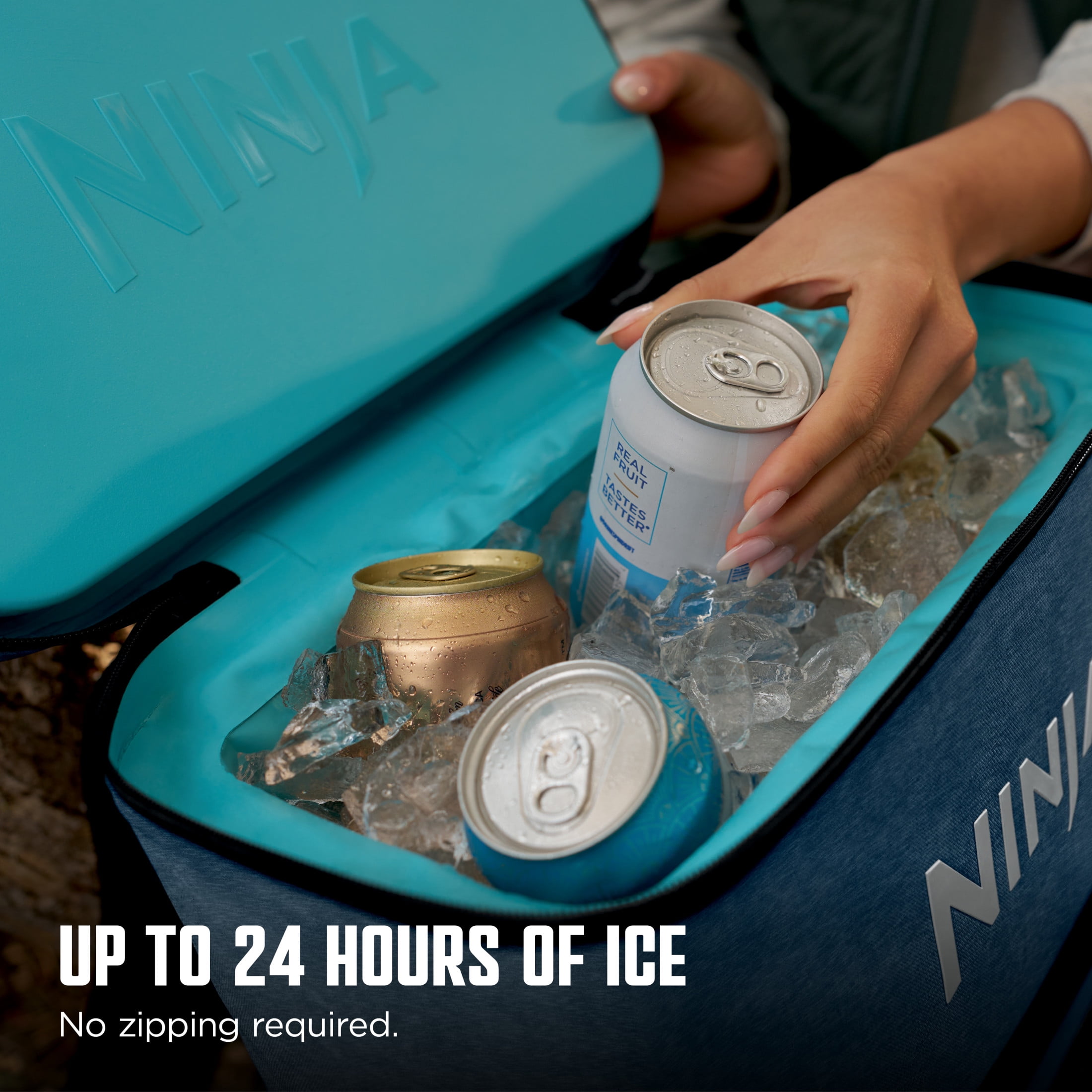 Ninja FrostVault Go 36-Can Backpack Soft Cooler with Cold Dry Zone Storage, Premium Heavy Duty Insulated Cooler, Keeps Ice For Hours, FF136NV Lakeshore Blue