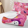 thumbnail image 4 of Erosebridal Cute Cartoon Ghost Bed Spread Queen, Happy Halloween Queen Coverlet Set for Boys Girls, Off-white Black, 3-Piece 1 Quilt and 2 Pillowcases, 4 of 7