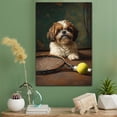 thumbnail image 2 of Shih Tzu Vintage Dog Tennis Canvas – Artistic Sports, Shih Tzu Dog with Tennis Stretched Canvas Size 8x12 Wall Print for Bedroom, Living Room, Office, 2 of 5