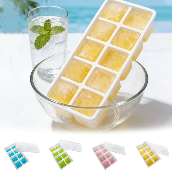 ZYXWVU Silicone Ice Tray Press Type Ice Maker Tray Soft Bottom Ice Mold with Lid Food Grade Freezer Ice Tray for Cocktails Coffee