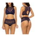 thumbnail image 2 of Ladies Navy Blue Mesh Floral Lace Bralette Keyhole Back, 2 of 2