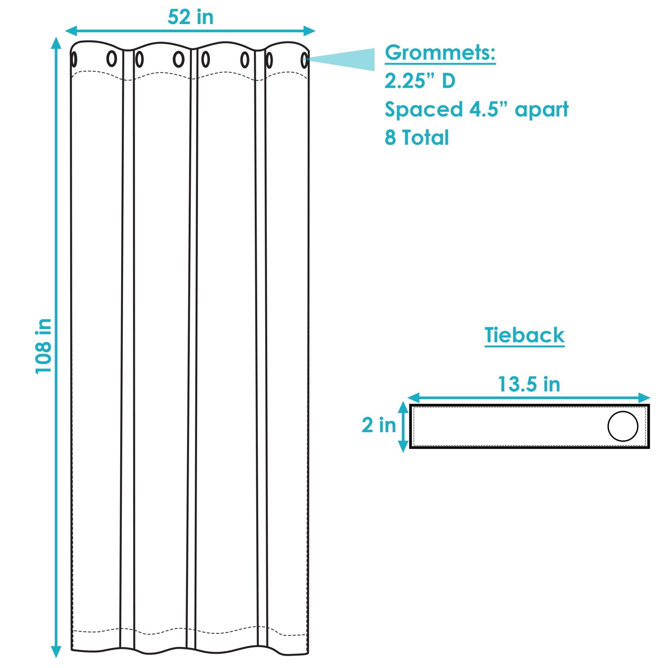 Sunnydaze Modern Blue Solid Blackout Indoor or Outdoor Curtain, 52" x 107" (1 Panel)