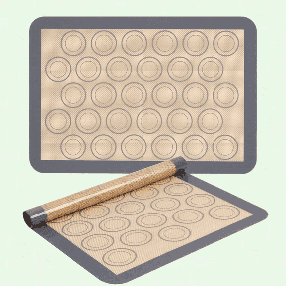 Vensio -Professional Non-Stick Silicone Macaron Baking Mats 2 Pack, Reinforced Fiberglass Heat Resistant Pastry Sheet for Oven, Reusable Macaroon Cookie Making Supplies, 16.5 x 11.6 Inch Gray