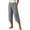 Gray, variant on Iyufng Women Elastic High Waist Capri Wide Leg Pants Side Slit Hem Textured Linen Blend Loose Casual Cropped Trousers