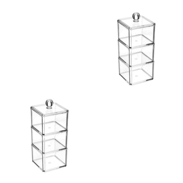 Wosthever Caja elegante de acrílico para almacenamiento, para mantener el escritorio organizado, caja de almacenamiento para cosméticos SF1183 SF1183 2Conjunto