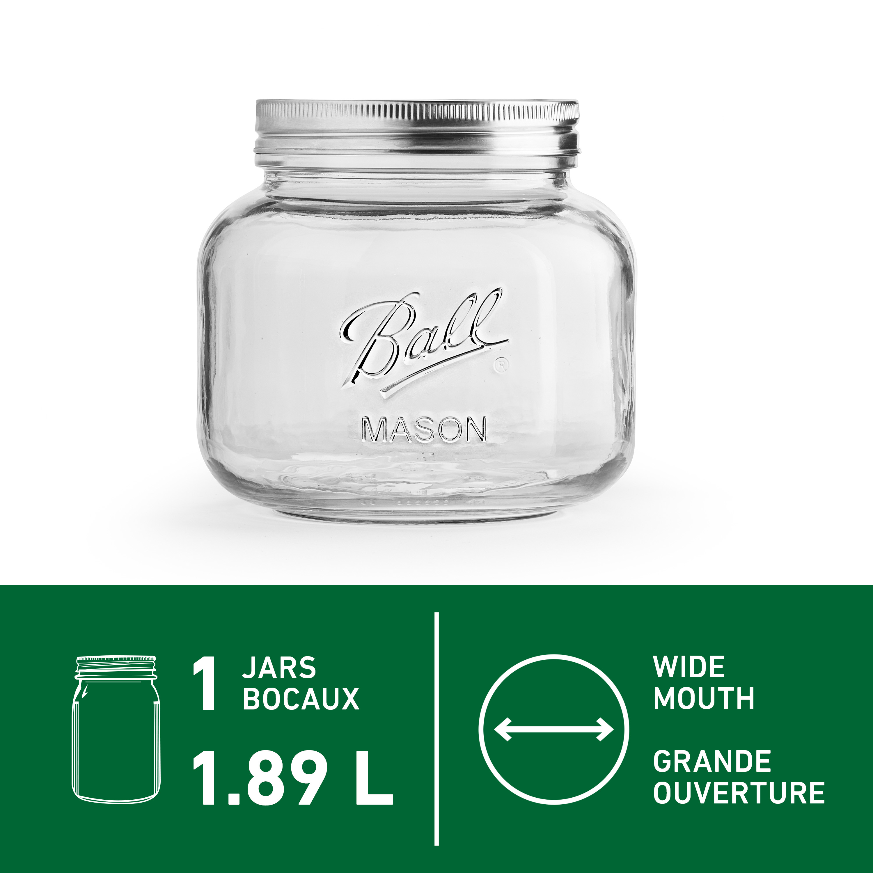 Volila Lot 6 Bocaux Mason 1L – Verre Étanche Large Bouche Avec Couvercles, Étiquettes & Stylo, Parfait Conservation & Fermentation