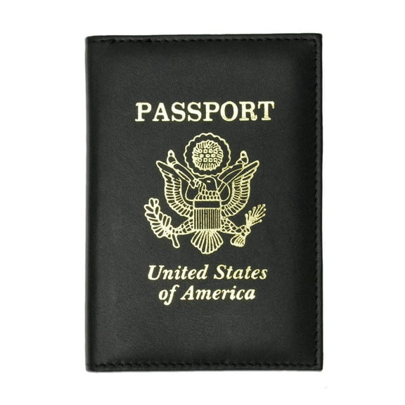 RFID Blocking Premium Leather United States Passport Holder Golden Print Emblem RFID P 601 USA (C)