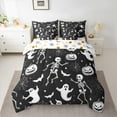 thumbnail image 2 of Feelyou Skeleton Skull Bedding Comforter Set 7pcs, Spooky Pumpkin Ghost King Bedding Sets, Gothic Halloween Theme Reversible Bed Sheets, Lightweight Room Decor, 2 of 7