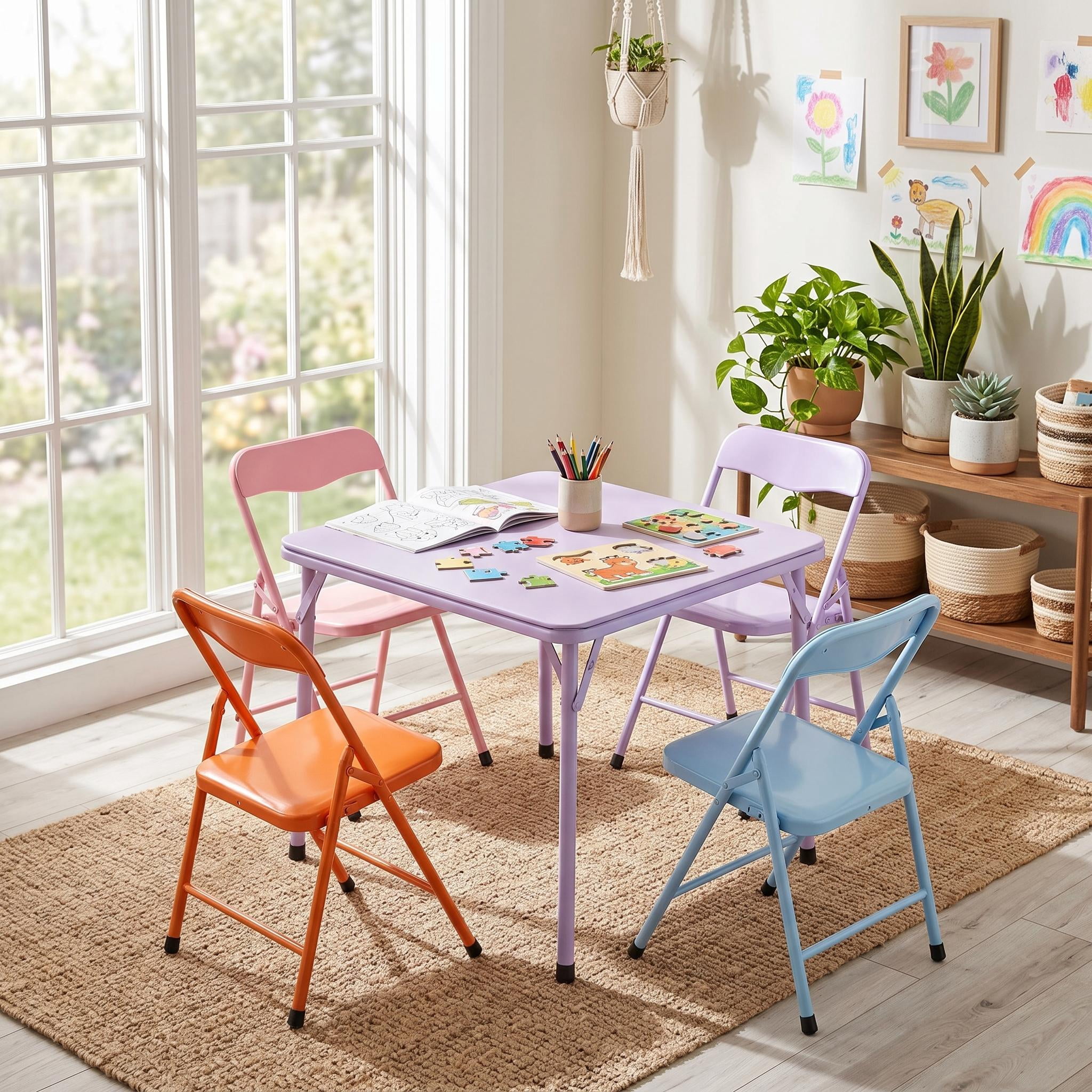 Homy Casa Kids Picnic Table and Chair Set, Foldable Outdoor Play