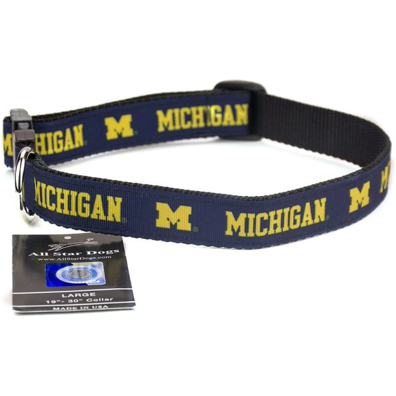 Michigan Brand New Pet Dog Collar(X-Small), Official Wolverines Logo/Colors