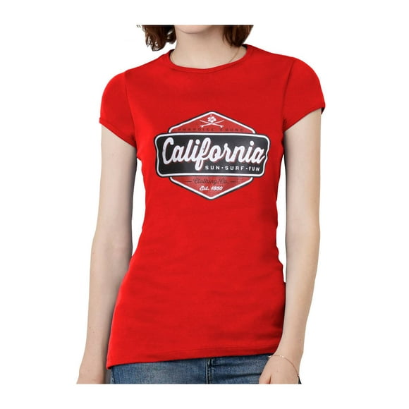 California Sun Surf Fun Womens Short-Sleeve T-Shirt - Red - Small