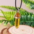 thumbnail image 4 of Natural Stone Quartz Lapis Opal Amethyst Pink Crystal Stone Hexagonal Column Pendant Necklaces Leather Chain Bullet Necklace, 4 of 5