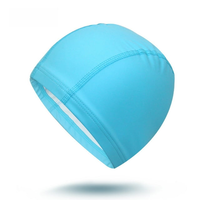 Lake Blue PU Swimming Cap for Men & Women - High Elasticity, Waterproof, Ear Protection, Long Hair Friendly - Comfortable, Non-Slip Design by Reputable Brand for Swimming & Activities