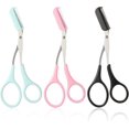 thumbnail image 1 of Tijeras artesanales curvas, Kit de cejas Unisex de acero inoxidable, pinzas inclinadas y cepillo para cejas para extensiones de pestañas, 1 of 7
