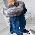 thumbnail image 5 of Xmyrz Womens Jacket Outgoing Long Sleeve Comfy Fleece-Lined Thickened Baggy Denim Jacket Ripped Women'S Coats Outerwear Jacket, 5 of 5