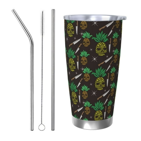

Goofa Pineapples for 20 oz Skinny Tumbler Stainless Steel Coffee Mug Slim Vacuum Insulated Travel Cup Car Cup-Straw Three-piece Set
