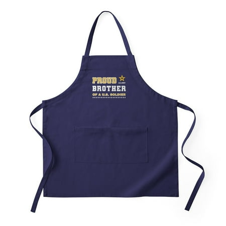 

CafePress - Proud Brother Of A Soldier White And Gold - Kitchen Apron with Pockets Grilling Apron Baking Apron