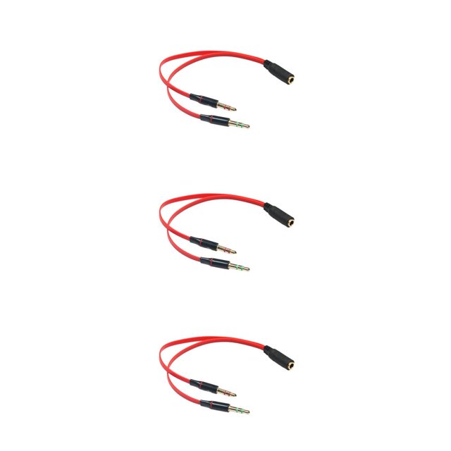 Bearachild 3.5mm Y Splitter 2 Jack a 1 Auriculares Micrófono Adaptador de audio Conector de cable rojo+blanco+azul 3piezas