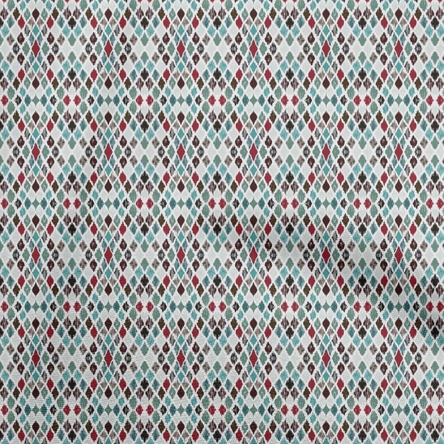 oneOone Polyester Spandex Turquoise Blue Fabric Asian Ikat Craft Projects Decor Fabric Printed By The Yard 56 Inch Wide