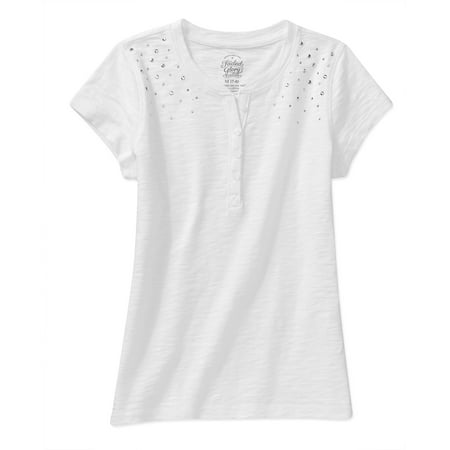 Faded Glory Girls' Short Sleeve Henley