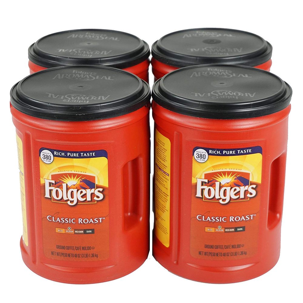 Folgers Classic Medium Roast Ground Coffee 48 oz, 4 Cans