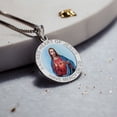thumbnail image 4 of Picturesongold.Com Sacred Heart of Jesus Religious Medal - 1 inch Size of a Quarter - Sterling Silver, 4 of 6