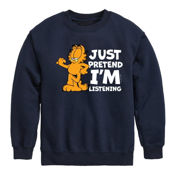 Garfield - Pretend I'm Listening - Toddler And Youth Crewneck Fleece Sweatshirt