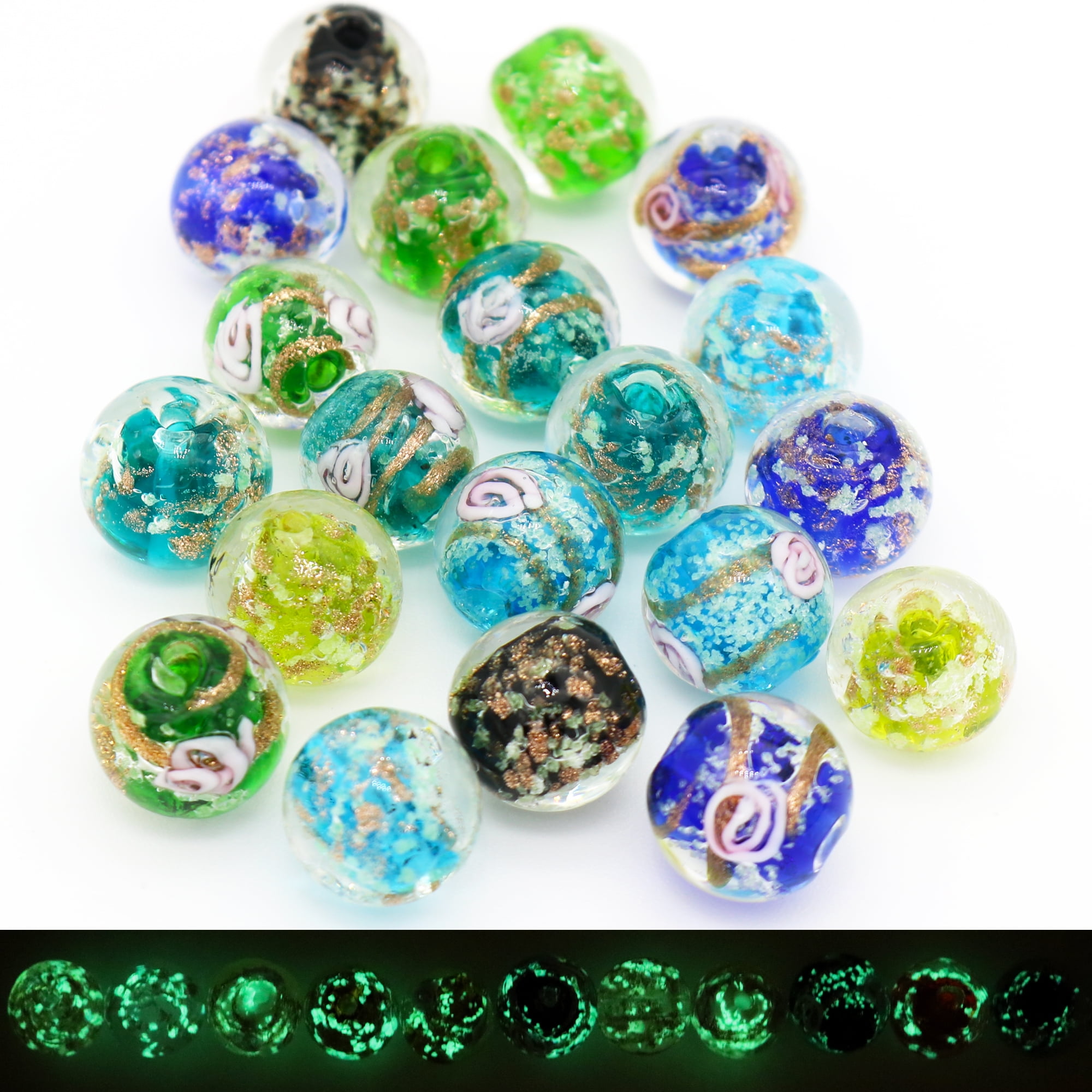 Handmade Glass Bead Set: 9 Lampwork Beads (Turquoise, Ivory, Tan & Dark  Amber)