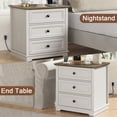 thumbnail image 2 of PLAMLE End Table for Living Room with 3 Drawers Storage Retro End Table Table with Charging Station Wooden Nightstand side End Table for Bedroom, 2 of 7