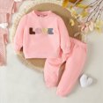 thumbnail image 2 of HCNTES Baby Girl Clothes Winter Toddler Baby Girl Fall Winter Clothes Outfits Funny Letter 6 12 18 24 Months 2T 3T Girl Fall Sweatshirt Pant Set, 2 of 6