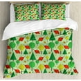 thumbnail image 1 of Geometric Forest King Size Duvet Cover Set, Nursery Themed Woodland with Hedgehogs and Deer Circle and Rhombus Trees, Decorative 3 Piece Bedding Set with 2 Pillow Shams, Multicolor, by Ambesonne, 1 of 3