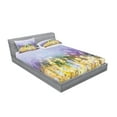 thumbnail image 2 of Ambesonne Floral Fitted Sheet & Pillow Sham Set, Idyllic Pastoral Flower, King, Yellow Purple, 2 of 2