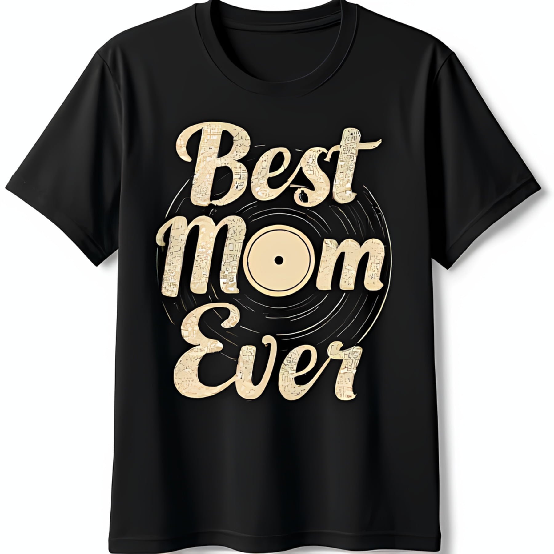 Women's Vintage Retro Vinyl Record Best Mom Ever T-Shirt