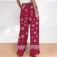 thumbnail image 5 of ClodeEU Women's Boho Print Wide Leg Palazzo Pants,Elastic High Waist Flowy Casual Trousers ,Women's Plus XL, 5 of 5