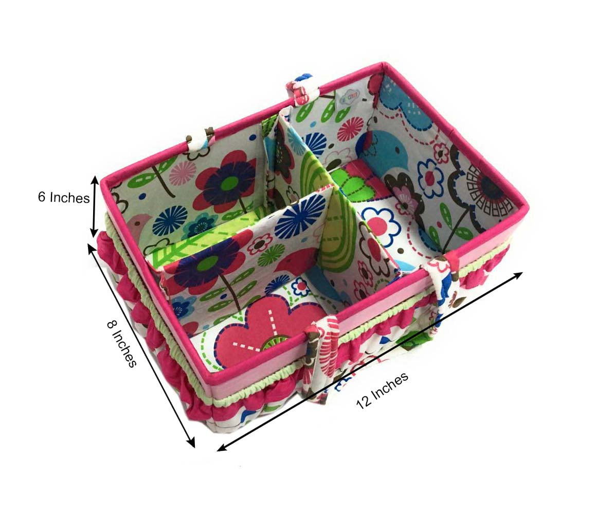 Bacati - Nursery Storage Caddy Botanical Pink/Aqua/Fuchsia/Green Girls